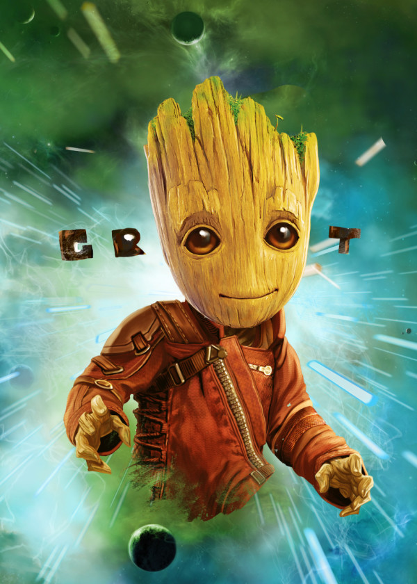 Displate - MARVEL / GoTG Vol.2 09 - Baby Groot in space - ECC Cómics